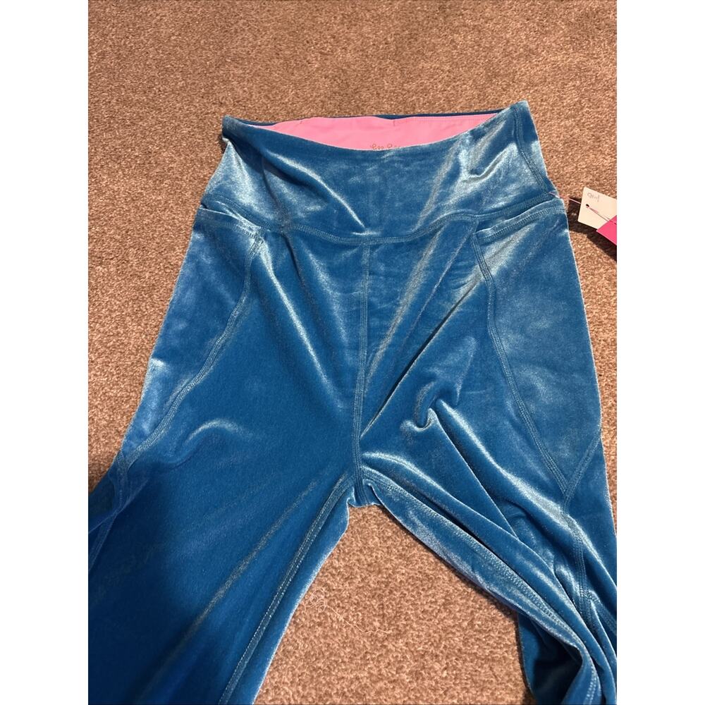Lilly Pulitzer Weekender High Rise Velvet Leggings Women’s Size Small Teal Bay - Picture 12 of 16
